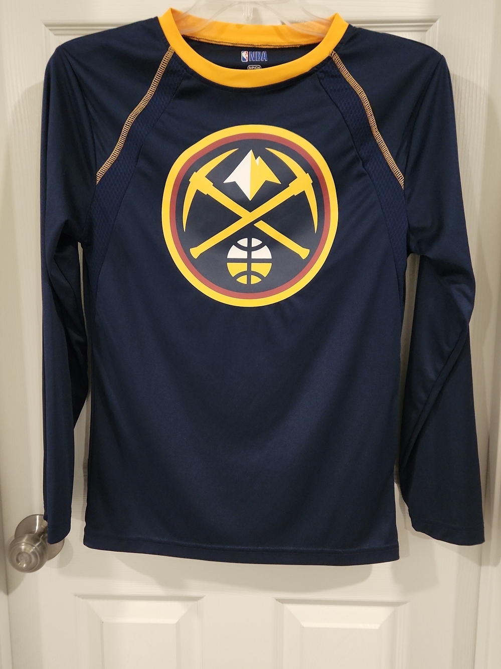 Denver Nuggets Long Sleeve Performance Shirt Small Blue Heather Graphic Logo